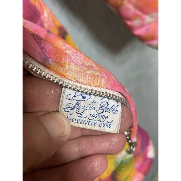 Vintage Suzie Belle Fashion Belted Hooded Lined Child Size 14 Bright Floral Coat - Picture 6 of 14